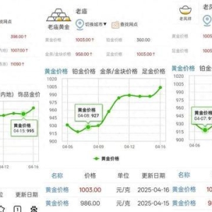 金价再创新高！ 众多品牌金饰价格突破1000元/克