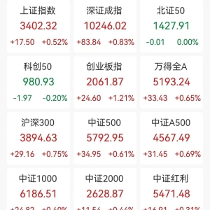 A股收评：三大指数齐涨，沪指涨0.52%创业板指涨1.21%，稀土永磁板块爆发，盲盒经济、 ...