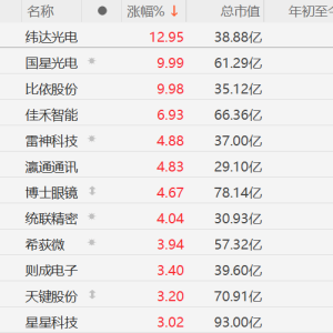 A股AI眼镜概念股走强，国星光电、比依股份涨停，纬达光电涨13%，佳禾智能、雷神科技、 ...