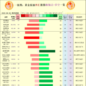 一张图：2025年8月28日黄金原油外汇股指“枢纽点+多空持仓信号”一览 ...