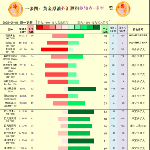 一张图：2025年9月1日黄金原油外汇股指“枢纽点+多空持仓信号”一览 ...