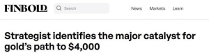 黄金多头注意了！彭博高级策略师：这是金价升至4,000美元的主要催化剂 ...