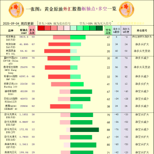 一张图：2025年9月4日黄金原油外汇股指“枢纽点+多空持仓信号”一览 ...
