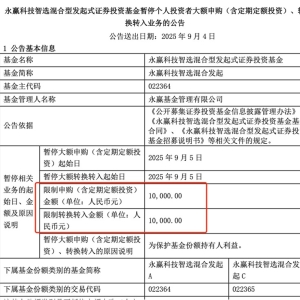 冠军基限购1万元 年内涨177% “黑马”为何主动降温？