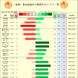 一张图：2025年9月30日黄金原油外汇股指“枢纽点+多空持仓信号”一览 ...