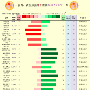 一张图：2025年10月6日黄金原油外汇股指“枢纽点+多空持仓信号”一览 ...