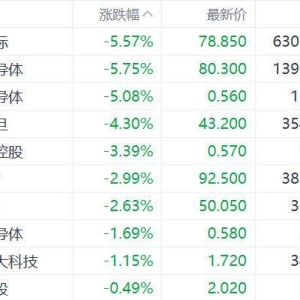 跟随A股跌势，港股市场芯片股全线下跌！中芯国际、华虹半导体、晶门半导体跌超5%，上 ...