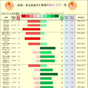 一张图：2025年10月10日黄金原油外汇股指“枢纽点+多空持仓信号”一览 ...