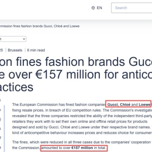 欧盟“出手”！古驰、蔻依、罗意威，三家知名奢侈品公司合计被罚13亿元！什么情况？ ...