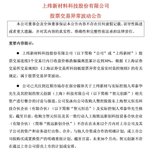 智元创新要借壳上市？上纬新材回应：不存在！复牌后已3连跌 ...