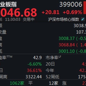 存储芯片概念再度大涨，创业板半日涨近0.7%