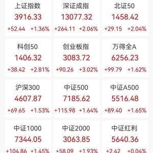 A股收评：三大指数大涨，沪指重回3900点，创业板指涨超3%北证50涨超2%，培育钻石爆发 ...