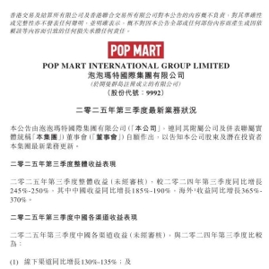 泡泡玛特，最新业绩发布