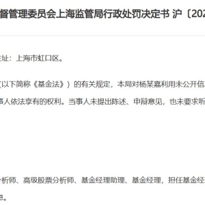 90后基金经理因“老鼠仓”被罚50万元！管理产品任职回报亏损近40% ...