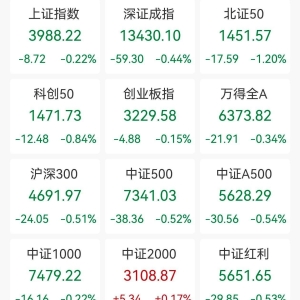 A股收评：三大指数集体下跌，沪指4000点得而复失，北证50指数跌1.2%，船舶制造、福建 ...