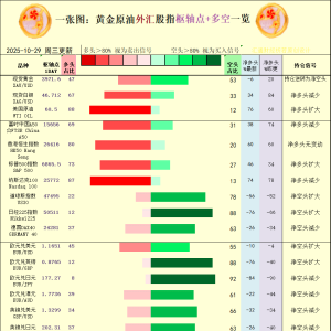 一张图：2025年10月29日黄金原油外汇股指“枢纽点+多空持仓信号”一览 ...