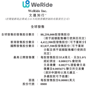 Robotaxi双雄赛跑！小马智行、文远知行同步开启港股招股