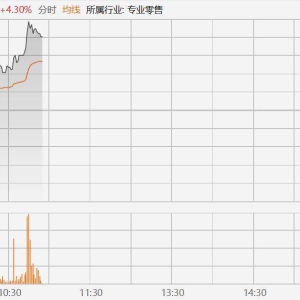 美团(3690.HK)拉升涨超5%，报105.3港元