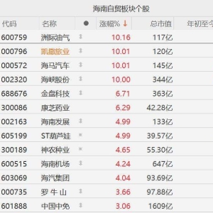 离岛免税购物新政落地实施！A股南板块逆势上涨，洲际油气、凯撒旅业、海马汽车、海峡 ...